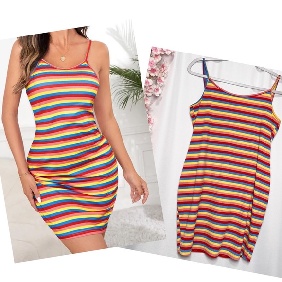 SHEIN Dresses Striped Multicolored Dress Xl Poshmark